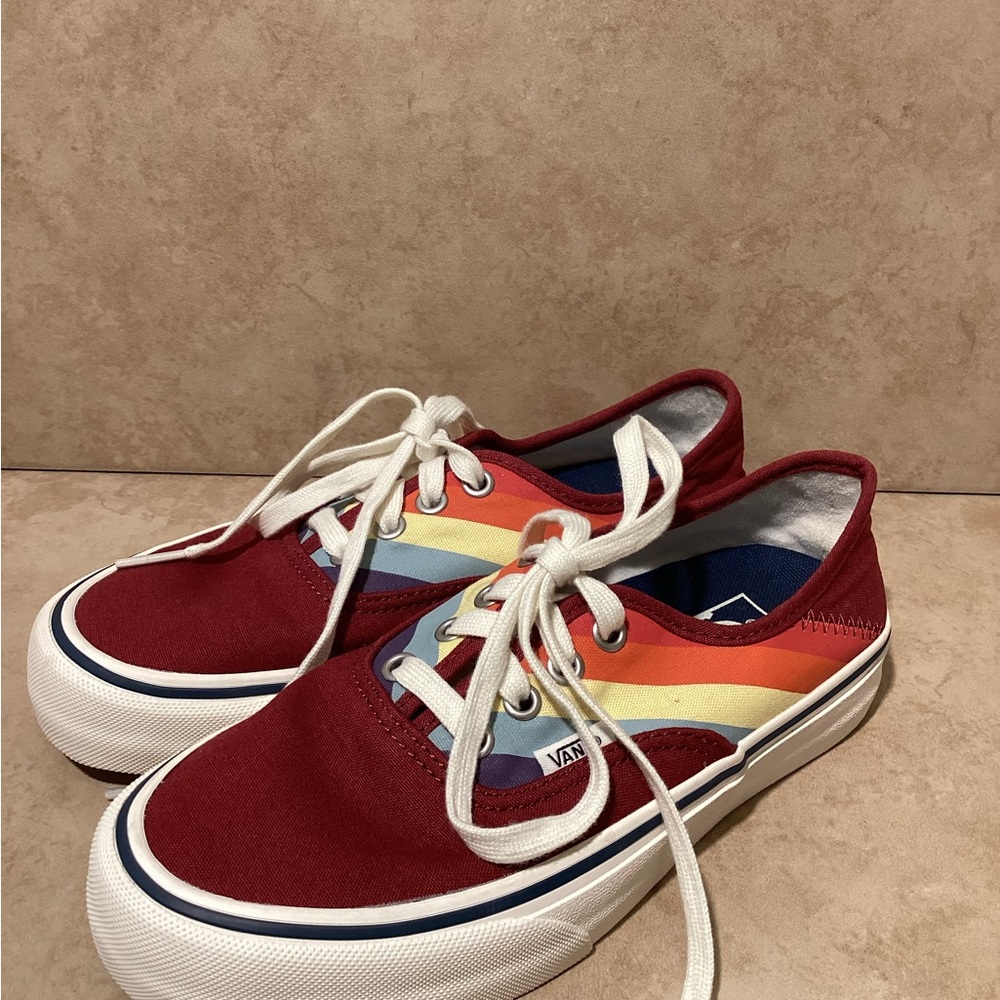 Unisex Vans 500714 Rad Rainbow Authentic Red Marshmallow Sneakers